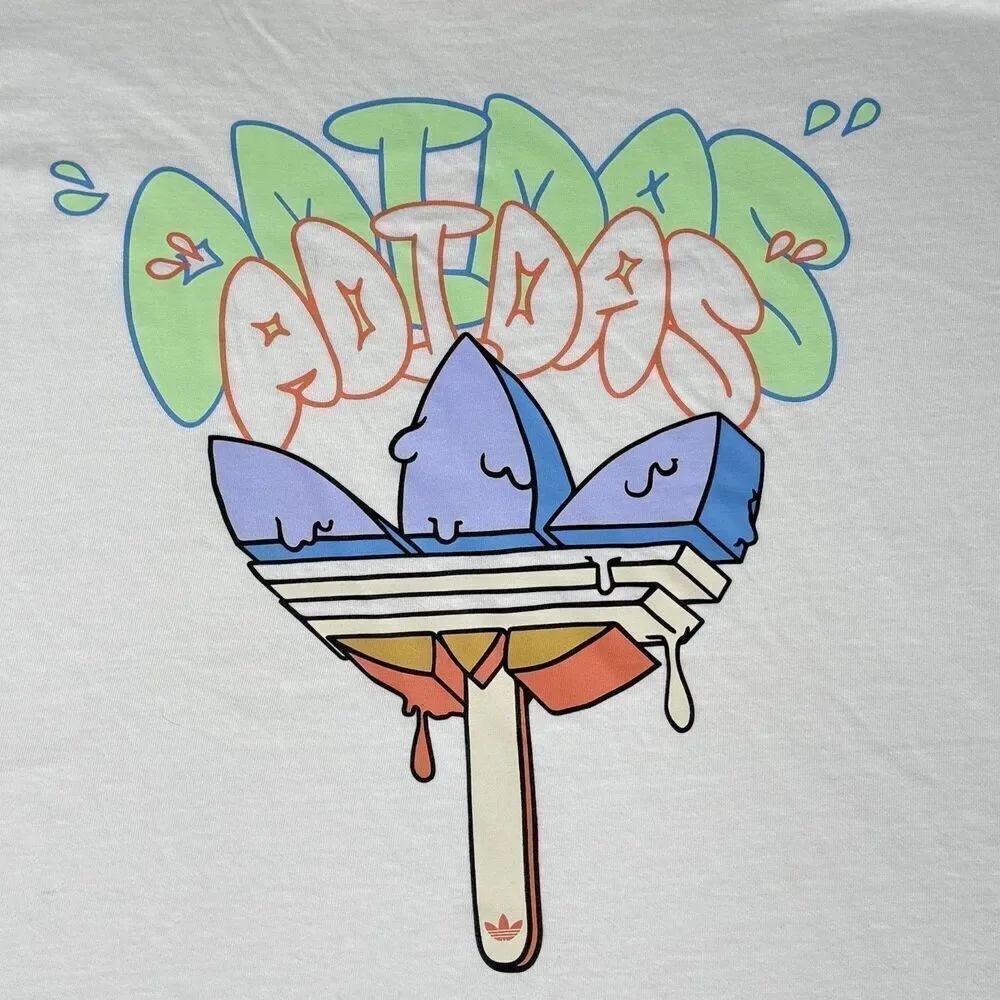 Adidas Sz S Tee Shirt Men’s White Skateboarding Ice Cream Pop Cycle Lollipop